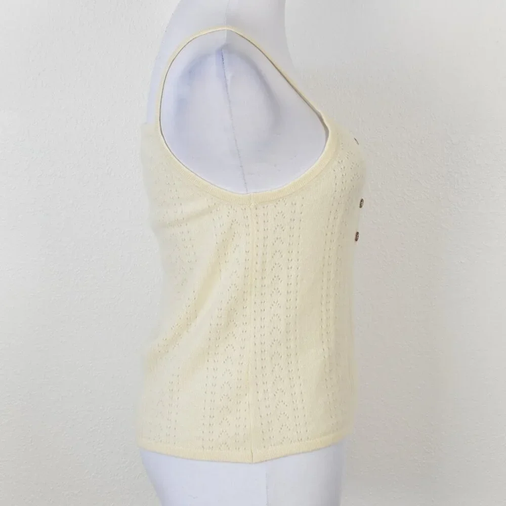 La Ligne Camille Pointelle-knit Cashmere Tank - S - Picture 6 of 9